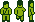 A kung fu fighter sprite facing down, up and sideways.